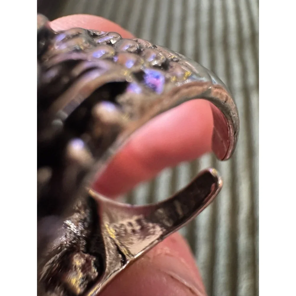 Men's Silver Dragon Head Ring Punk Rock Biker‎ Stainless Steel Adjustable Size
